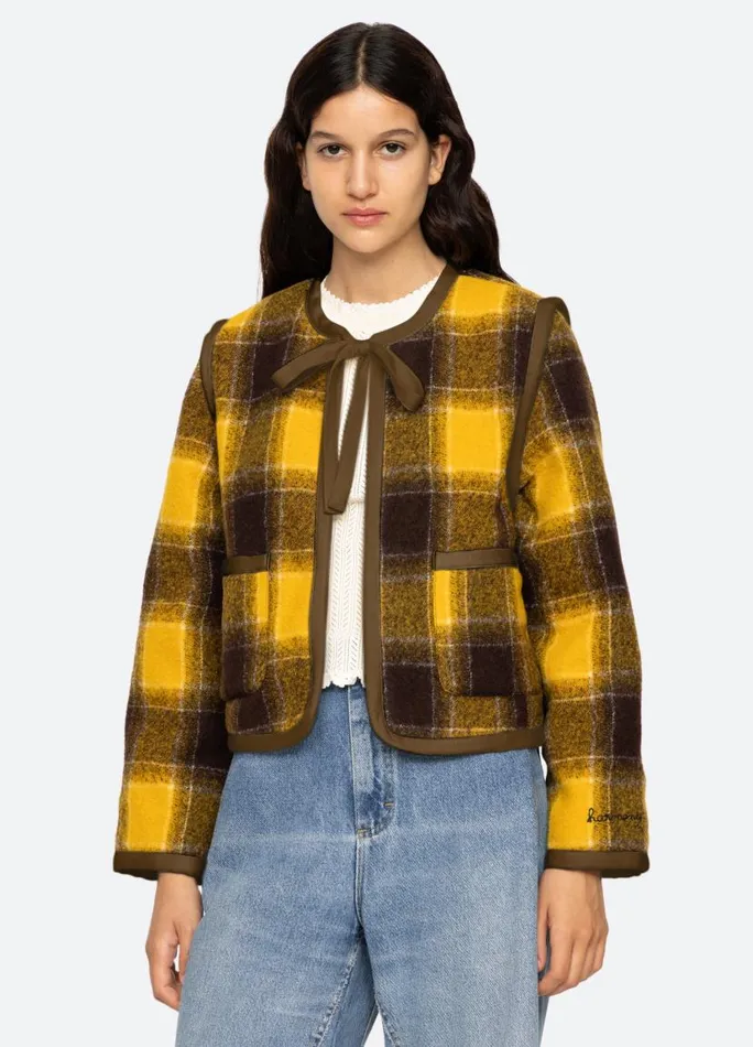 Sea New York Outerwear Women Amber Tie Front Jacket Yellow