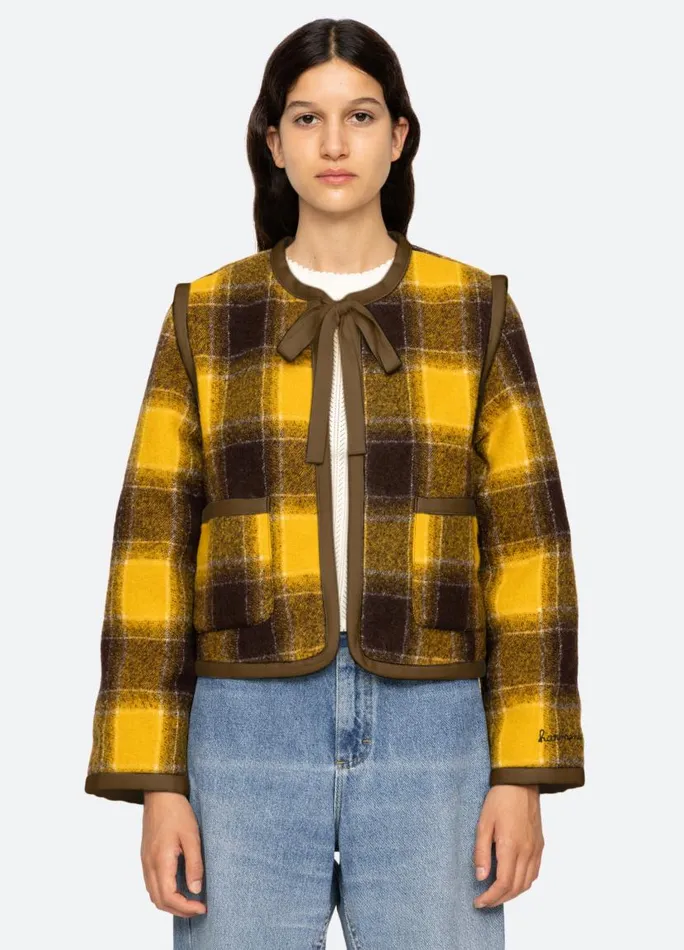 Sea New York Outerwear Women Amber Tie Front Jacket Yellow