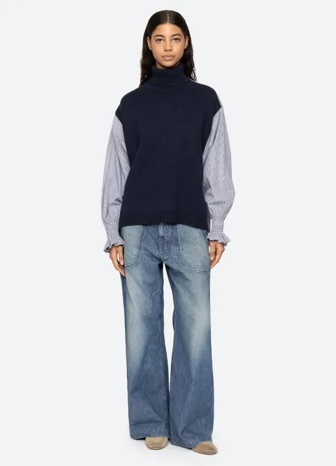 Sea New York Tops Women Devana Combo Sweater Navy Sea New York Tops Women Devana Combo Sweater Navy