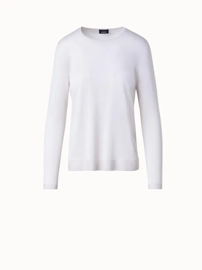 Seamless Cashmere Silk Knit Sweater Beige Women Akris Cashmere