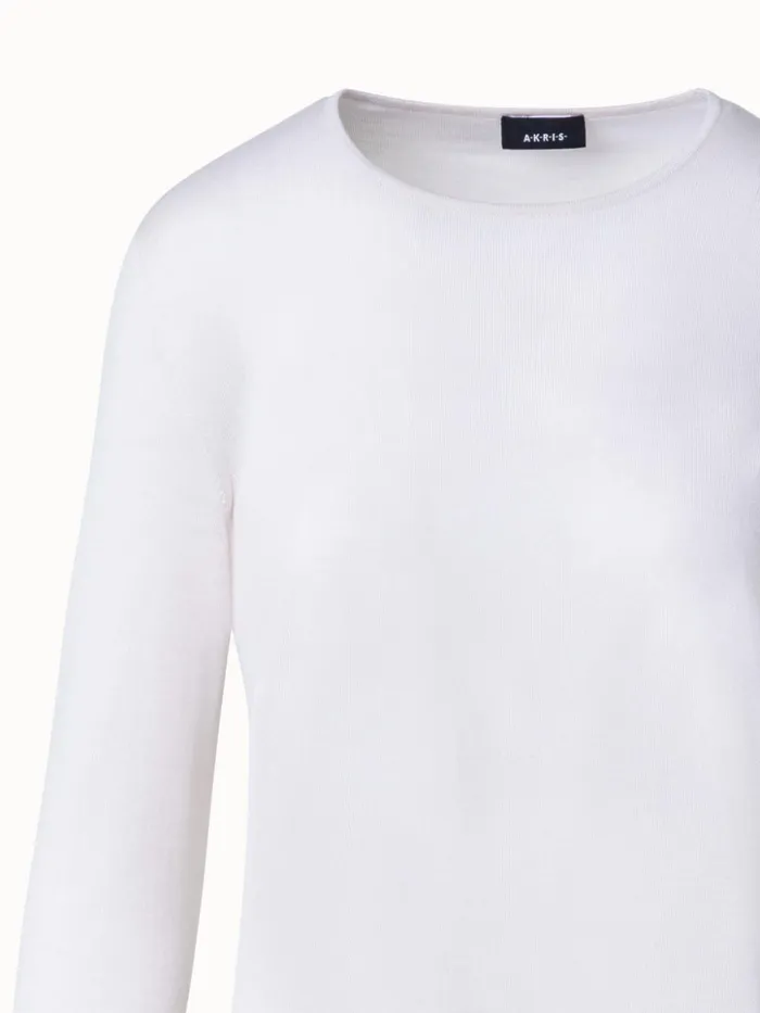 Seamless Cashmere Silk Knit Sweater Beige Women Akris Cashmere