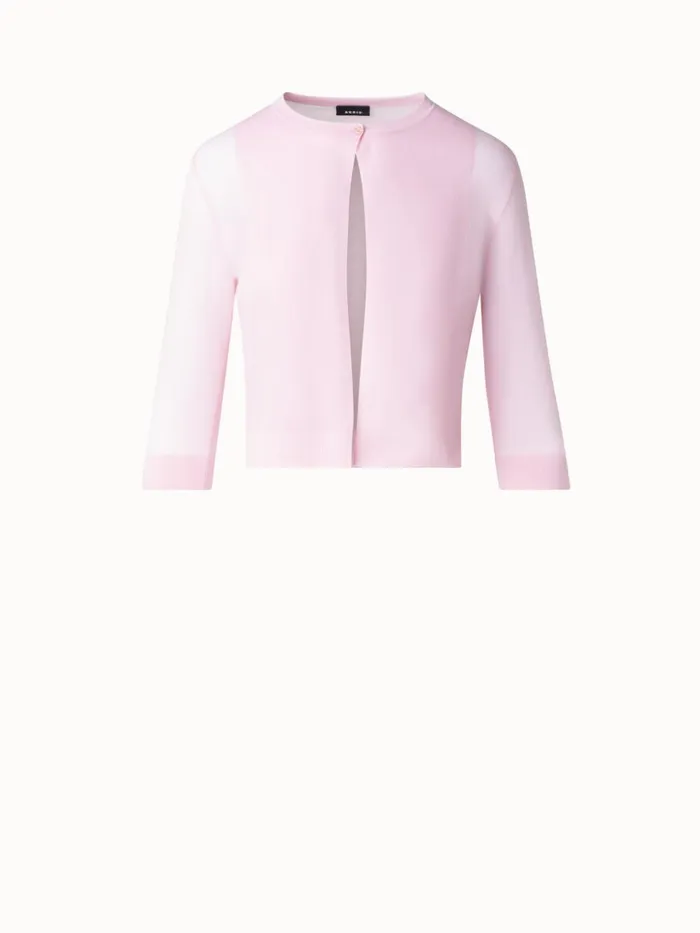SemiSheer Short Knit Cardigan In Cotton Blend Lotus Women Akris Knitwear