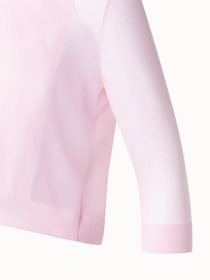 SemiSheer Short Knit Cardigan In Cotton Blend Lotus Women Akris Knitwear