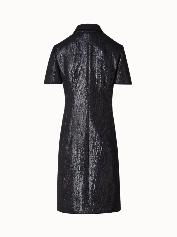 Sequin Silk Dress In Polo Style Black Women Akris Dresses