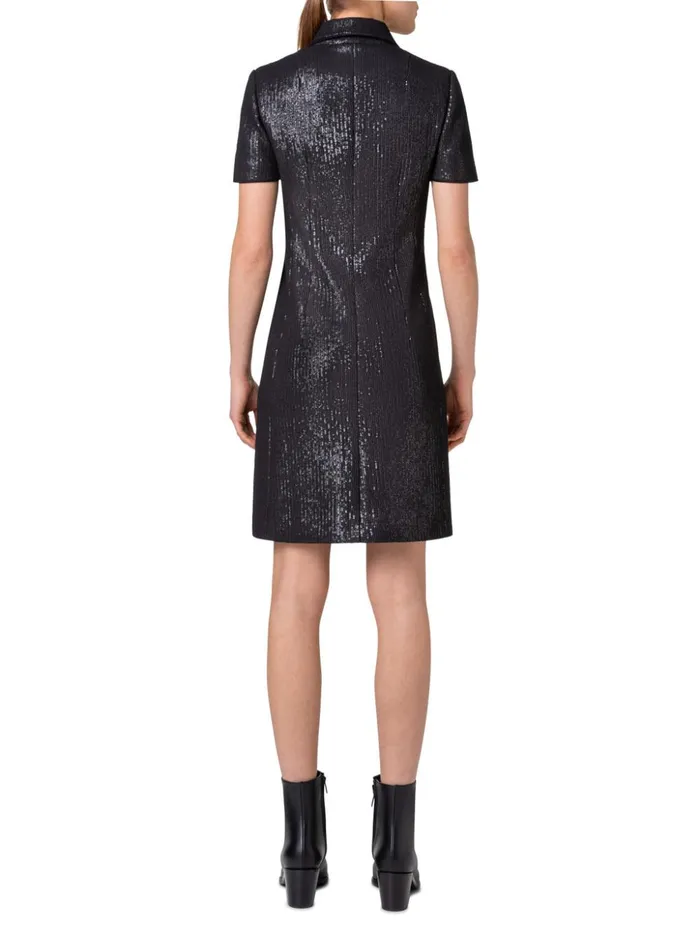 Sequin Silk Dress In Polo Style Black Women Akris Dresses
