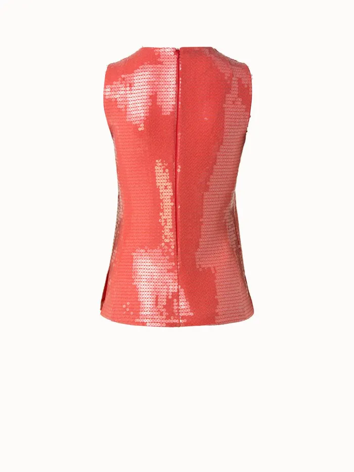 Sequins Sleeveless Blouse Hibiscus Women Akris Blouses