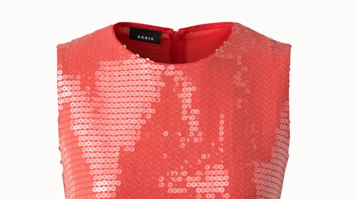 Sequins Sleeveless Blouse Hibiscus Women Akris Blouses