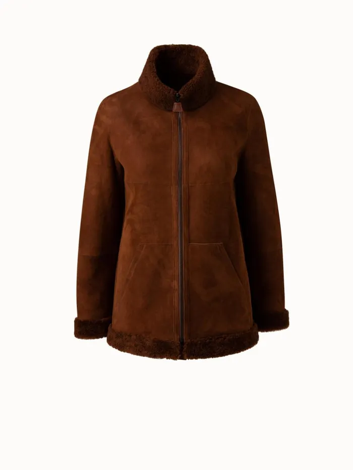 Shearling Jacket Caramel Women Akris Jackets