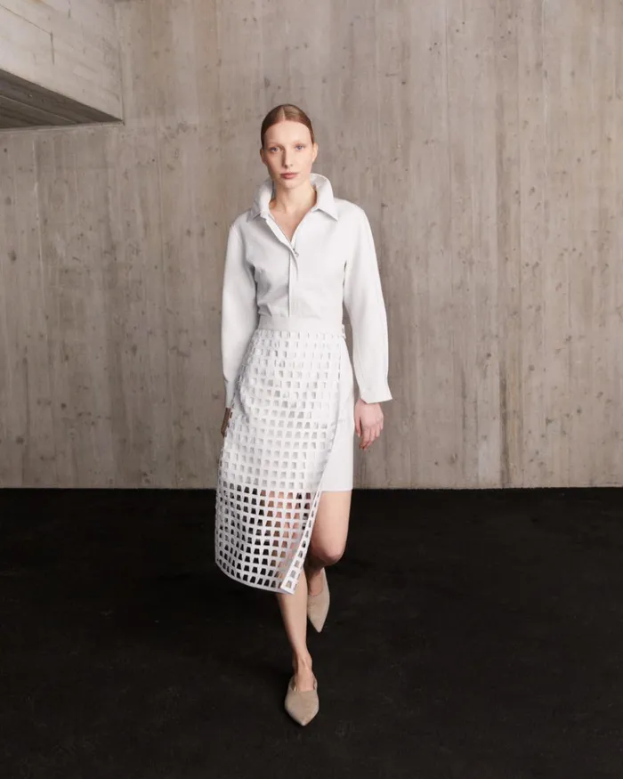 Shirt Dress And Apron Set Chalk Women Akris Dresses