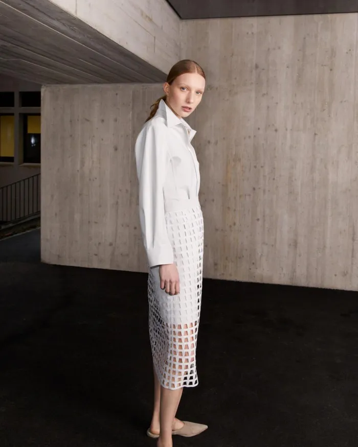 Shirt Dress And Apron Set Chalk Women Akris Dresses