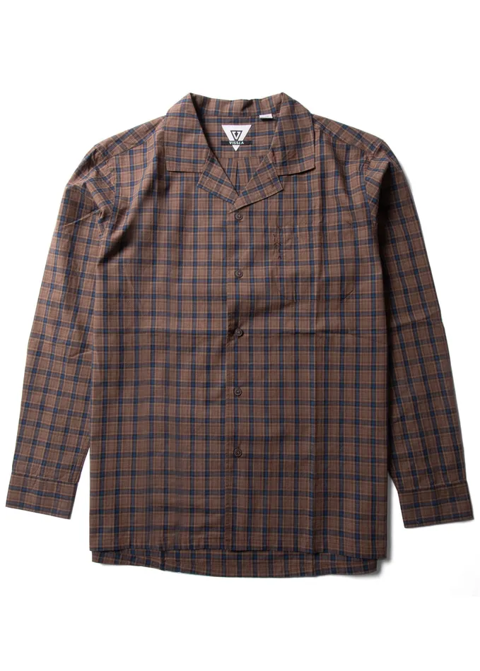 Shirts and Flannels Men Undefined Lines Eco Ls Shirt Chocolate Vissla
