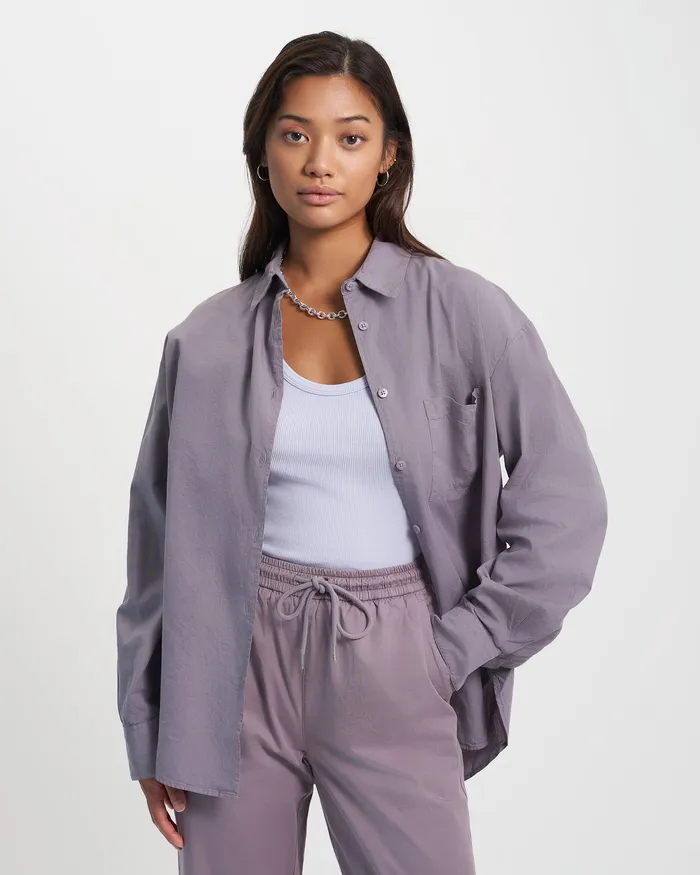 Shirts Colorfulstandard Women Organic Oversized Shirt 8211 Storm Grey