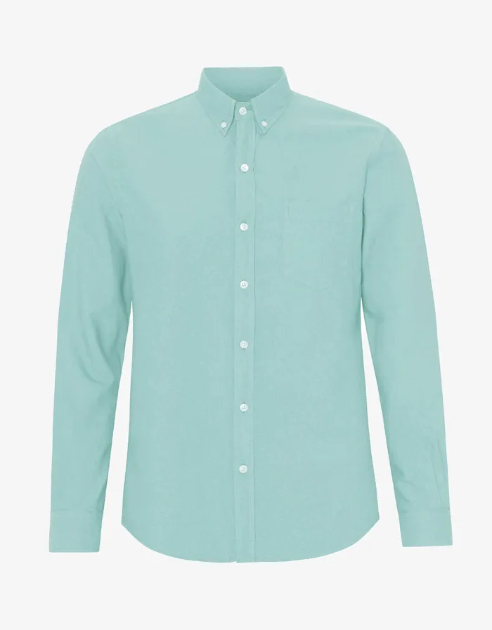 Shirts Men Organic Button Down Shirt 8211 Teal Blue Colorfulstandard