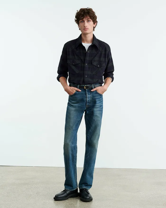 Shirts Men TRAVIS SHIRT GreenMidnight Plaid Nili Lotan