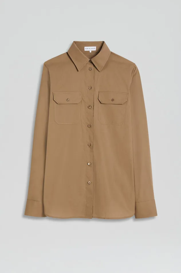 Shirts Scanlan Theodore Women PARACHUTE COTTON POCKET SHIRT DARKCAMEL Shirts Scanlan Theodore Women PARACHUTE COTTON POCKET SHIRT DARKCAMEL