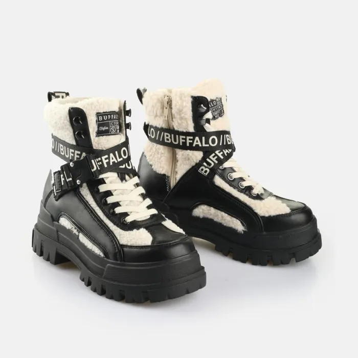 Shop Boots and AnkleBoots BUFFALO Aspha Com1 Warm Black Beige