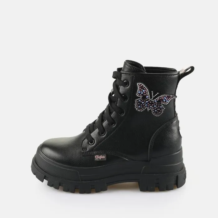 Shop Boots and AnkleBoots BUFFALO ASPHA RLD BUTTERFLY 8211 VEGAN NAPPA 8211 BLACK Black