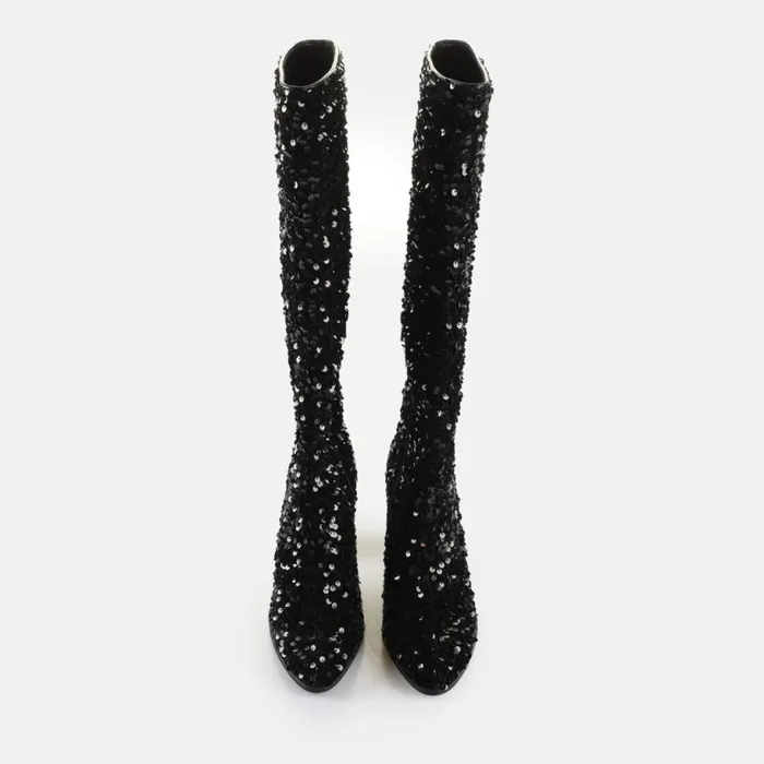 Shop Boots and AnkleBoots BUFFALO ZOE HI LEG 8211 VEGAN SEQUINS 8211 BLACK Black Shop Boots and AnkleBoots BUFFALO ZOE HI LEG 8211 VEGAN SEQUINS 8211 BLACK Black