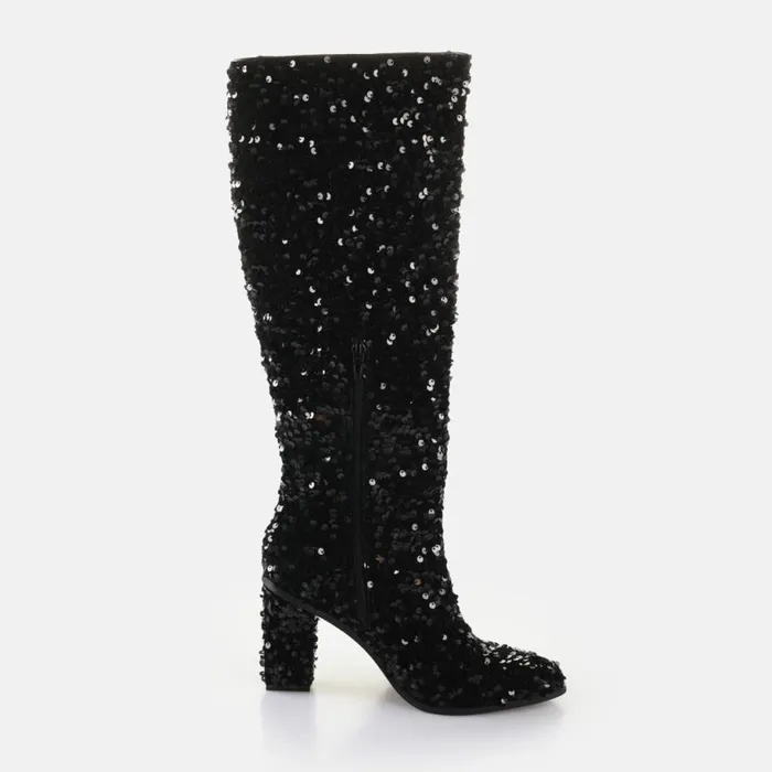 Shop Boots and AnkleBoots BUFFALO ZOE HI LEG 8211 VEGAN SEQUINS 8211 BLACK Black Shop Boots and AnkleBoots BUFFALO ZOE HI LEG 8211 VEGAN SEQUINS 8211 BLACK Black