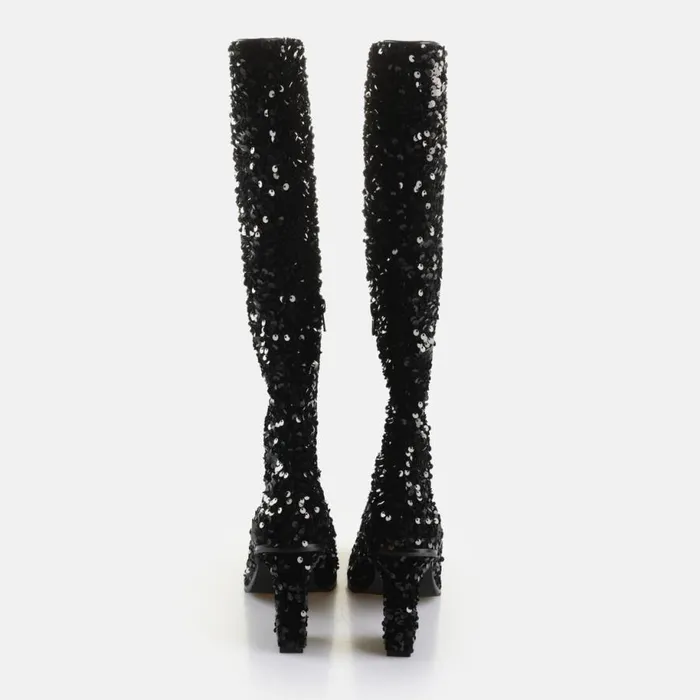 Shop Boots and AnkleBoots BUFFALO ZOE HI LEG 8211 VEGAN SEQUINS 8211 BLACK Black Shop Boots and AnkleBoots BUFFALO ZOE HI LEG 8211 VEGAN SEQUINS 8211 BLACK Black