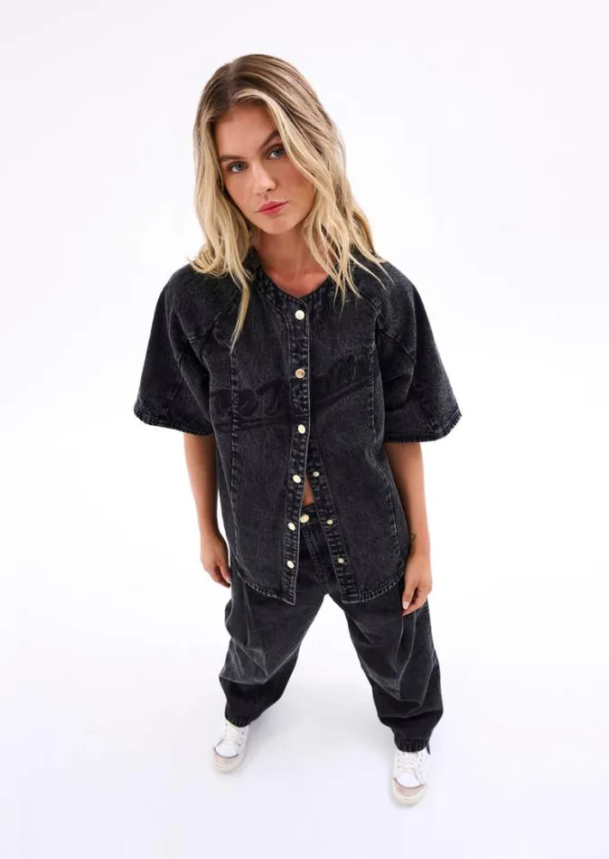 Shop CENTRELINE DENIM TEE IN BLACK PE Nation Tees and Tanks
