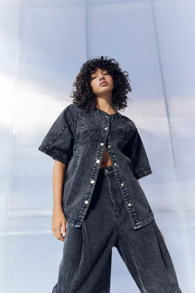 Shop CENTRELINE DENIM TEE IN BLACK PE Nation Tees and Tanks