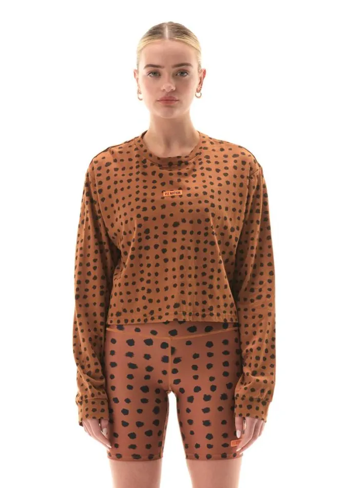 Shop MONTEROSA LS TEE IN ANIMAL SPOT PE Nation Long Sleeve Tops
