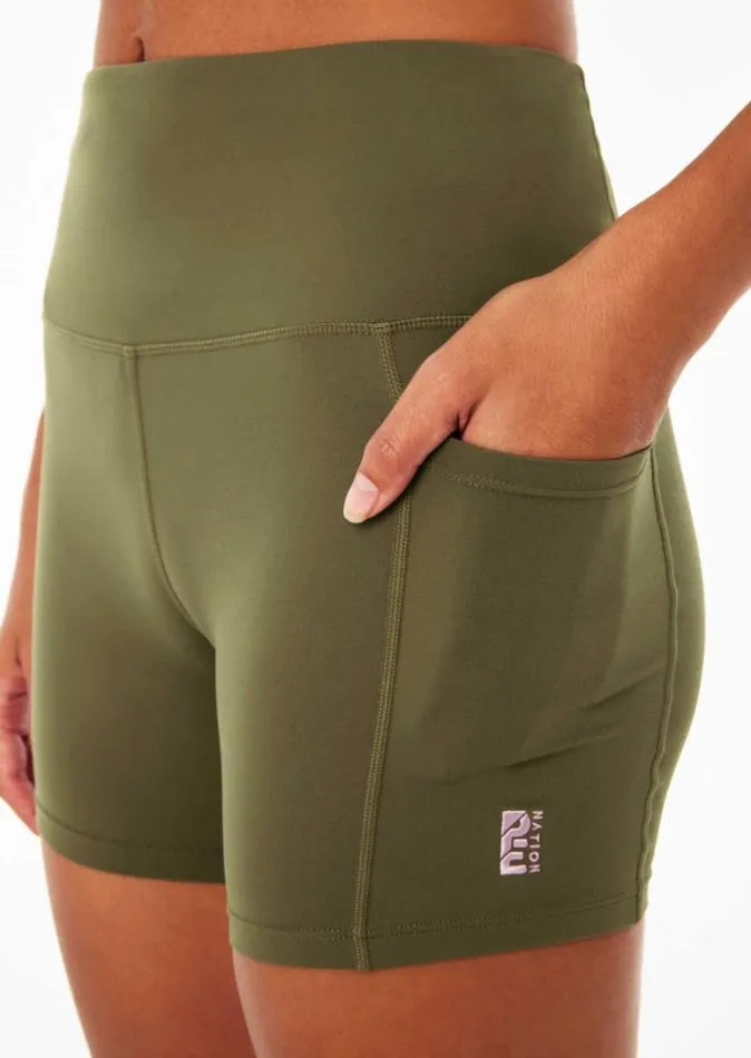 Shop RECALIBRATE 5034 BIKE SHORT IN KHAKI PE Nation Shorts