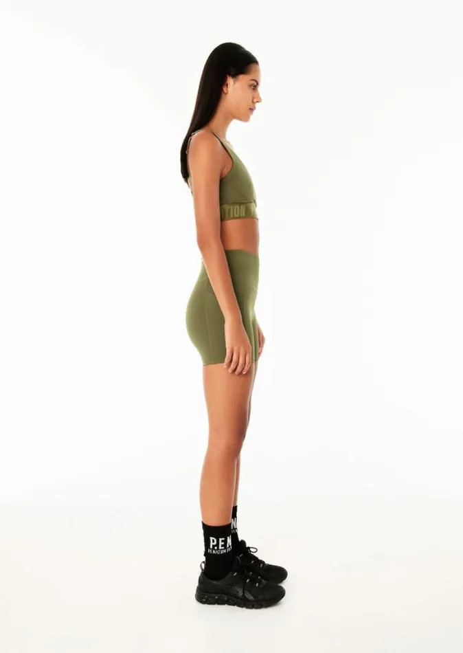 Shop RECALIBRATE 5034 BIKE SHORT IN KHAKI PE Nation Shorts