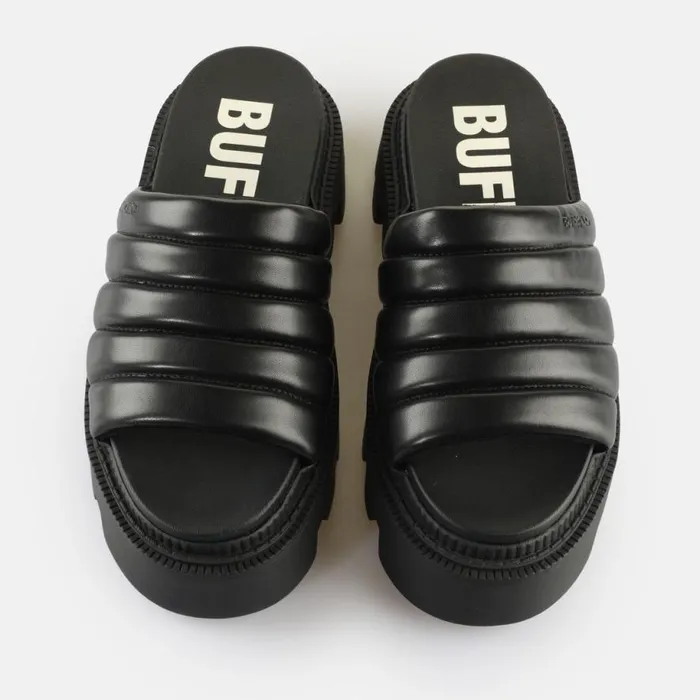 Shop Sandals and Slides BUFFALO Flora Mule Quilt Black