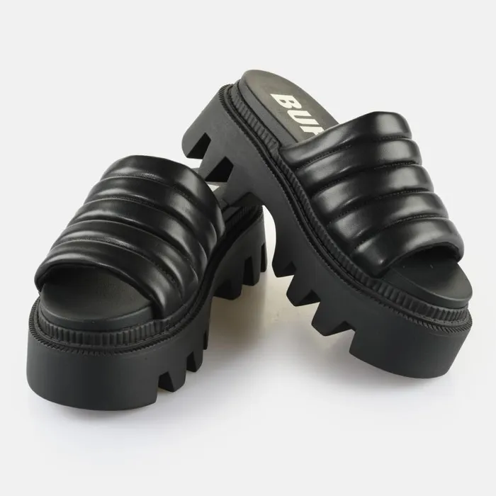 Shop Sandals and Slides BUFFALO Flora Mule Quilt Black