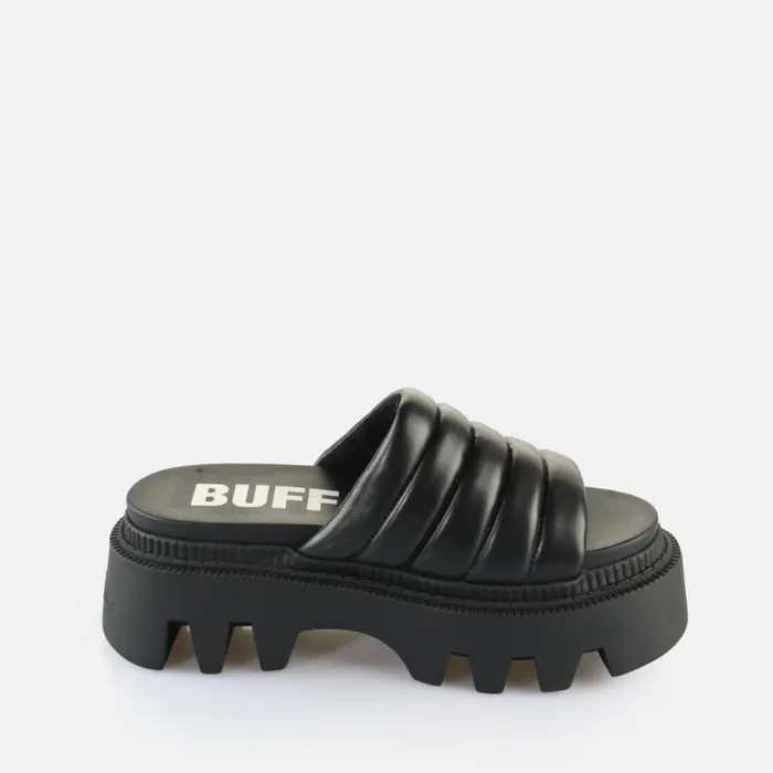 Shop Sandals and Slides BUFFALO Flora Mule Quilt Black