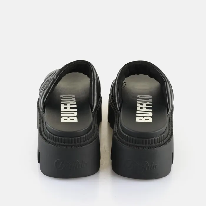 Shop Sandals and Slides BUFFALO Flora Mule Quilt Black
