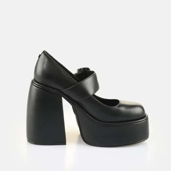 Shop Vegan Shoes BUFFALO Heart Pump Buckle Black