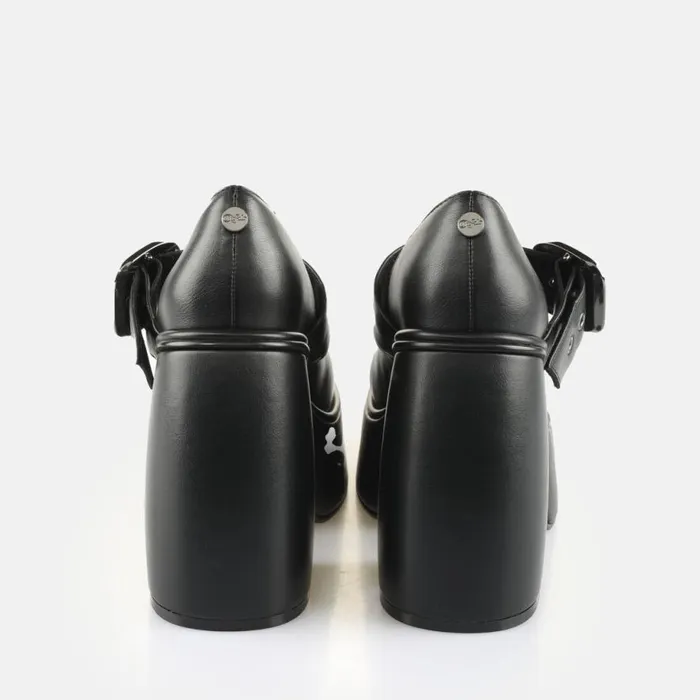 Shop Vegan Shoes BUFFALO Heart Pump Buckle Black
