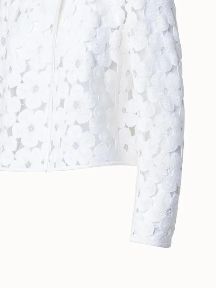Short Jacket With Allover Anemone Embroidery Ecru Women Akris Jackets