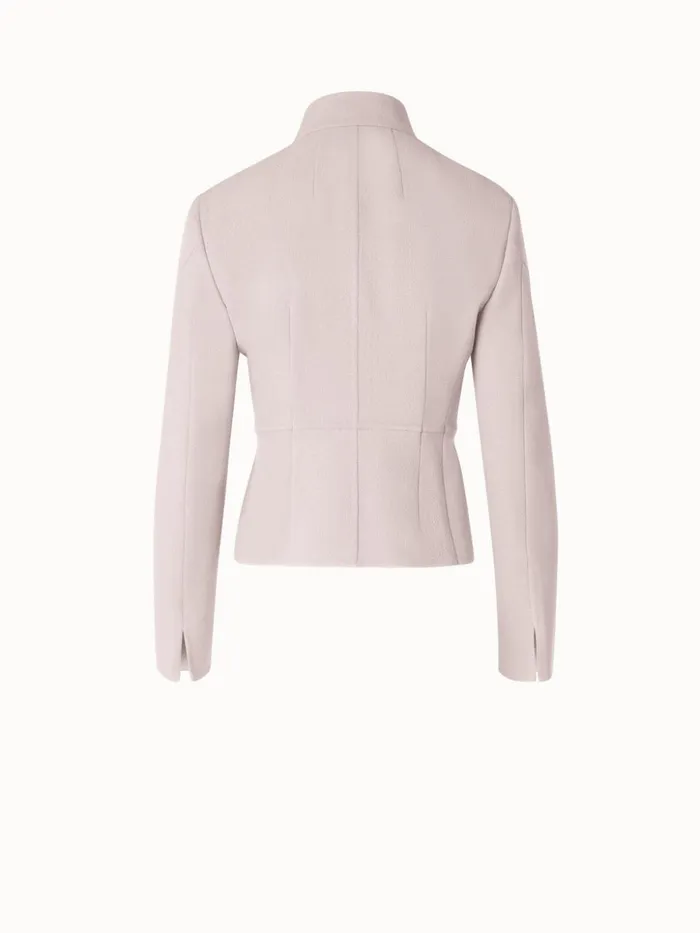 Short Jacket With Mock Neck In Wool Crpe DoubleFace Greige Women Akris Jackets