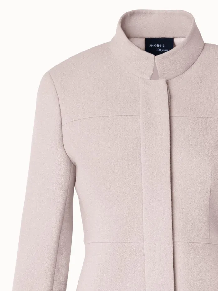 Short Jacket With Mock Neck In Wool Crpe DoubleFace Greige Women Akris Jackets