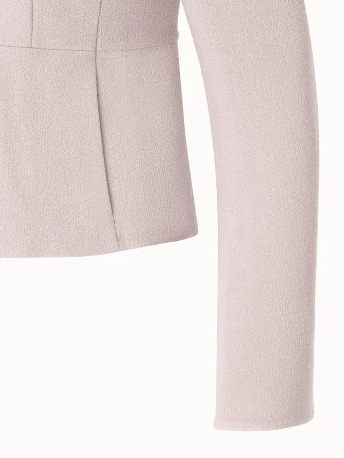 Short Jacket With Mock Neck In Wool Crpe DoubleFace Greige Women Akris Jackets