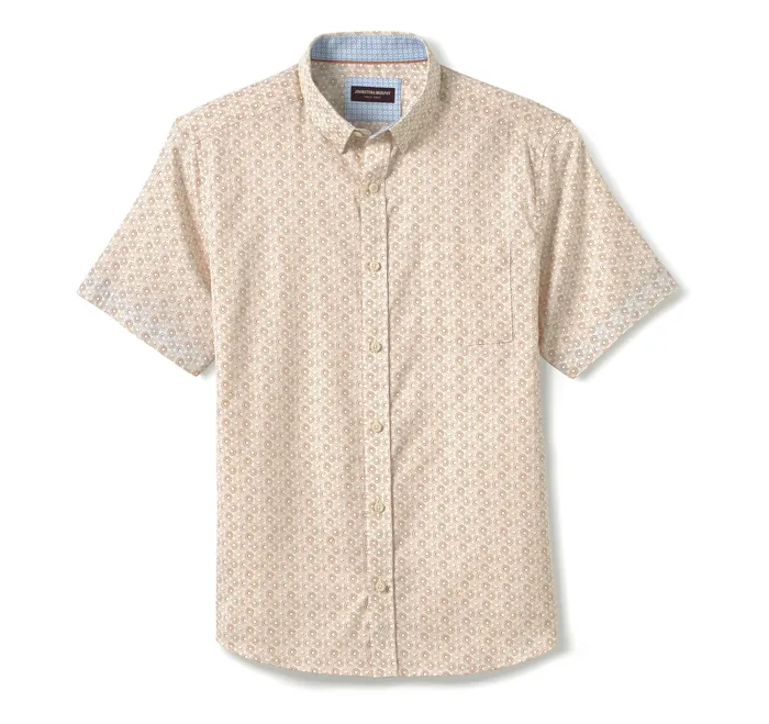 ShortSleeve Shirts Men Printed ShortSleeve Shirt Rust Sun Johnston and Murphy