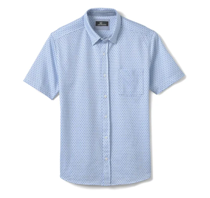 ShortSleeve Shirts Men XC Flex ShortSleeve Birdseye Shirt Blue Flower Johnston and Murphy