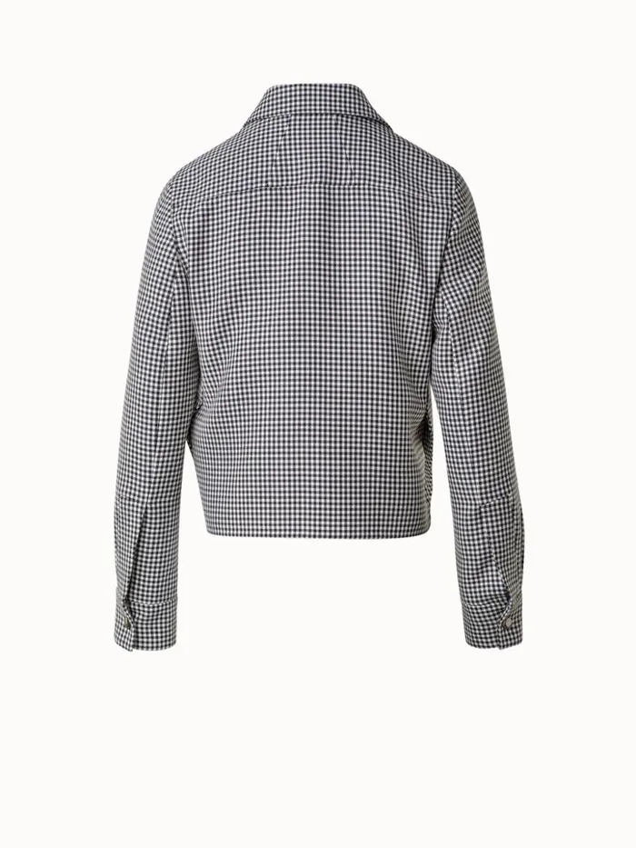 Short Vichy Shirt Jacket In Wool DoubleFace Blackecru Women Akris Jackets