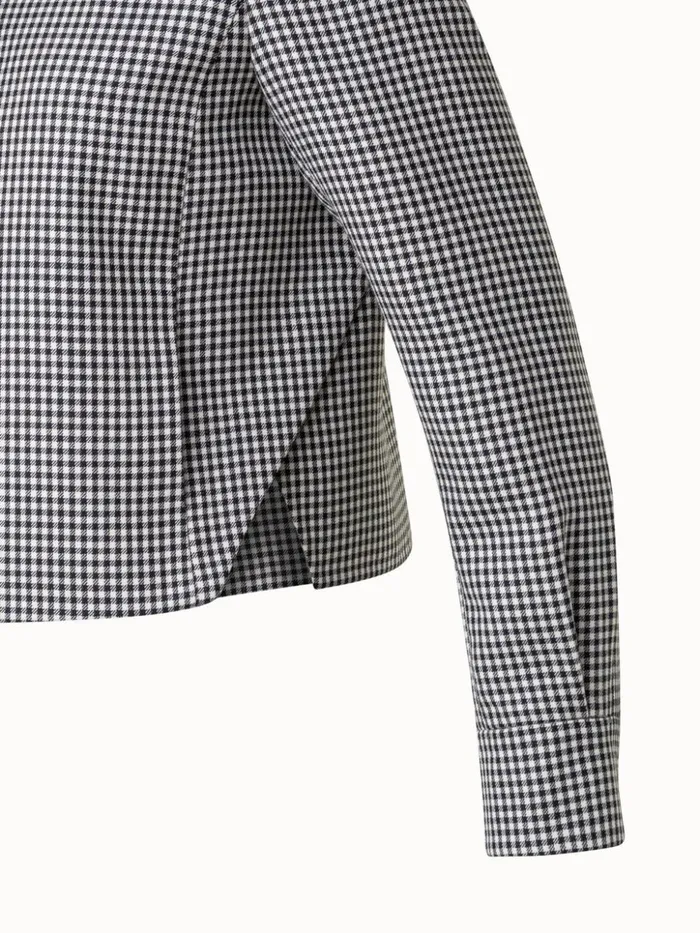 Short Vichy Shirt Jacket In Wool DoubleFace Blackecru Women Akris Jackets
