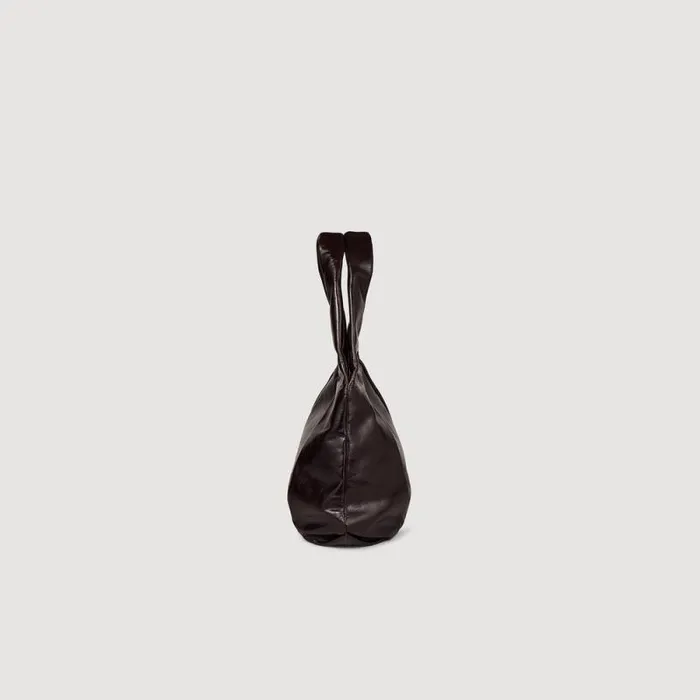 Shoulder Bags Women SANDRO Small Shiny Leather Bag Burgundy