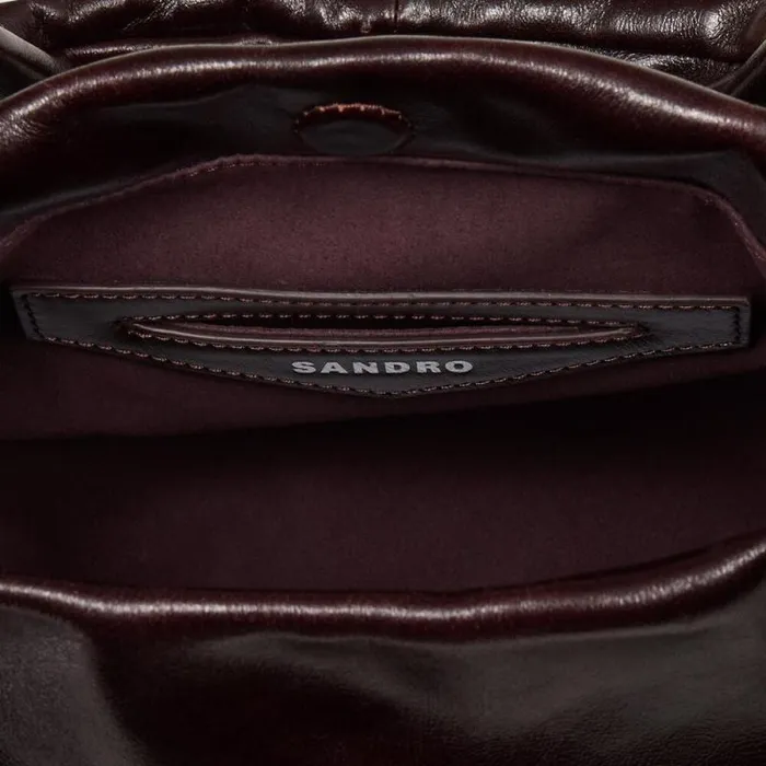 Shoulder Bags Women SANDRO Small Shiny Leather Bag Burgundy