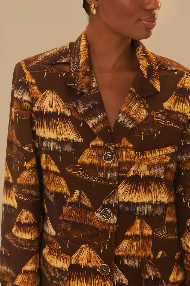 Shuhu Brown Cut Out Blazer Women Farm Rio Blazers