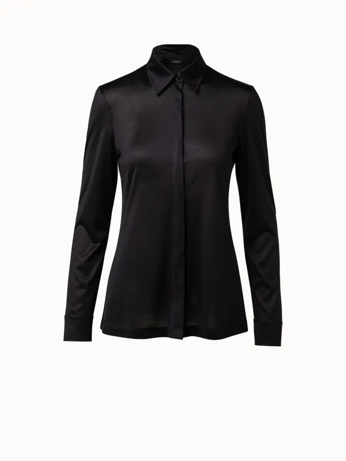 Silk Blouse Black Women Akris Tops