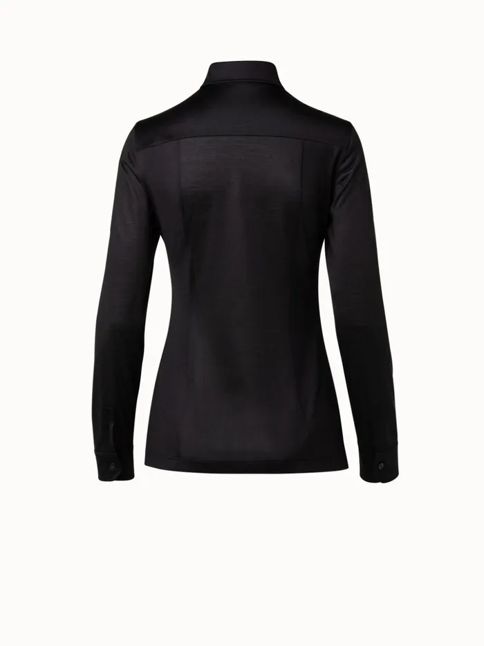 Silk Blouse Black Women Akris Tops