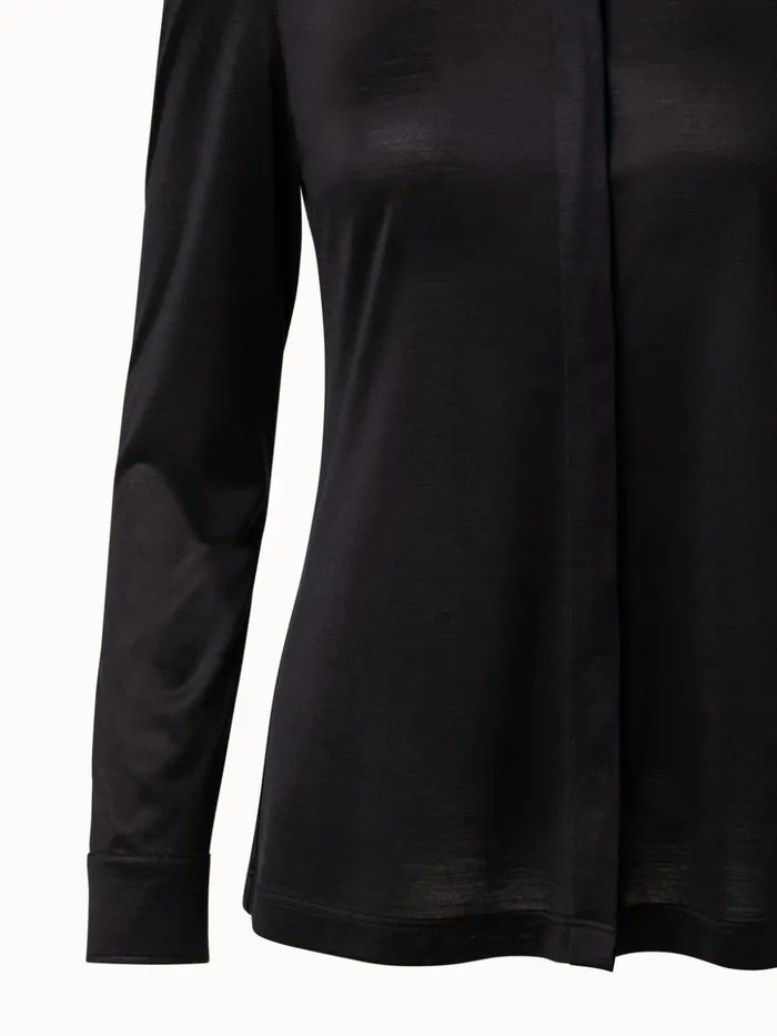 Silk Blouse Black Women Akris Tops