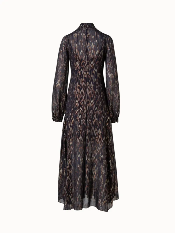 Silk Lurex Jacquard Midi Dress Blackgold Women Akris Dresses